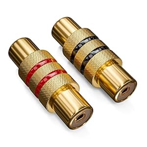 deleyCON Cinch Coupler SET Audio Video Adapter Cinch Aansluiting naar Cinch Aansluiting 2x RCA Aansluiting Verguld Metaal