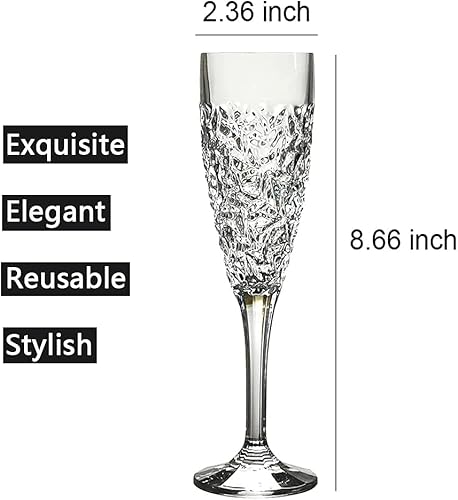 Miniatura 3 de [Parece vidrio] Juego de 6 copas de champán irrompibles para bodas, fiestas, vasos de champán de plástico Tritan transparente, aptos para