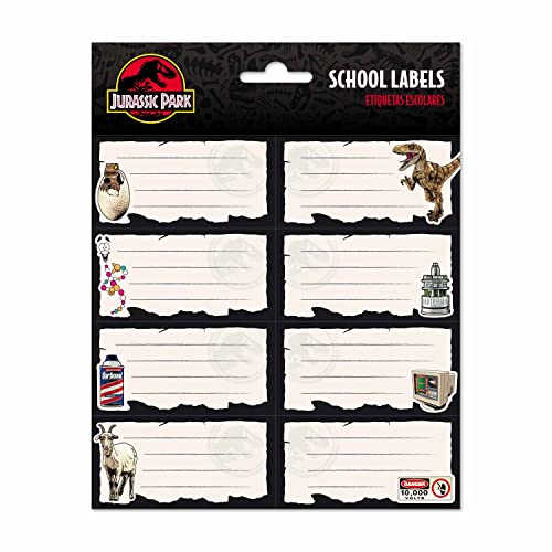 Grupo Erik Etiquetas adhesivas Jurassic Park - Pegatinas libro nombres/Pack etiquetas escolares - Papeleria Jurassic Park - Producto con licencia oficial