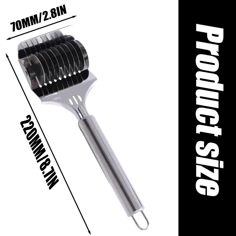 Pasta Noodle Cutter, Stainless Steel Noodle Lattice Roller, Handheld Pasta Spaghetti Maker, Dough Cutter with Comfort Handle, Kitchen Cooking Tools, 1Pack