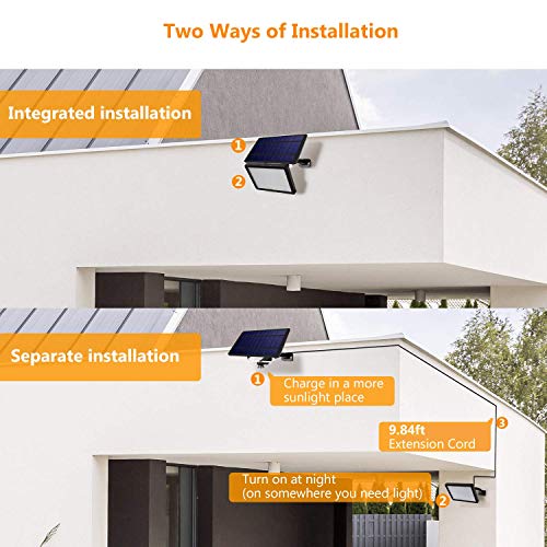 1000 Lumens 48 LED Solar Lights Outdoor Bright JACKYLED Solar Powered Porch Lights with 5500mAh Battery, Wall Mount Auto Dusk to Dawn Security Lighting for Front Door Shed Patio Barn Garage (Black)