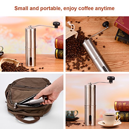 LUWANZ Kaffeemühle manuell Kaffeemühle Hand mit Keramikmahlwerk 1 Kaffeemühle + 1 Kaffeedosierlöffel Edelstahl + 1… – Bild 7