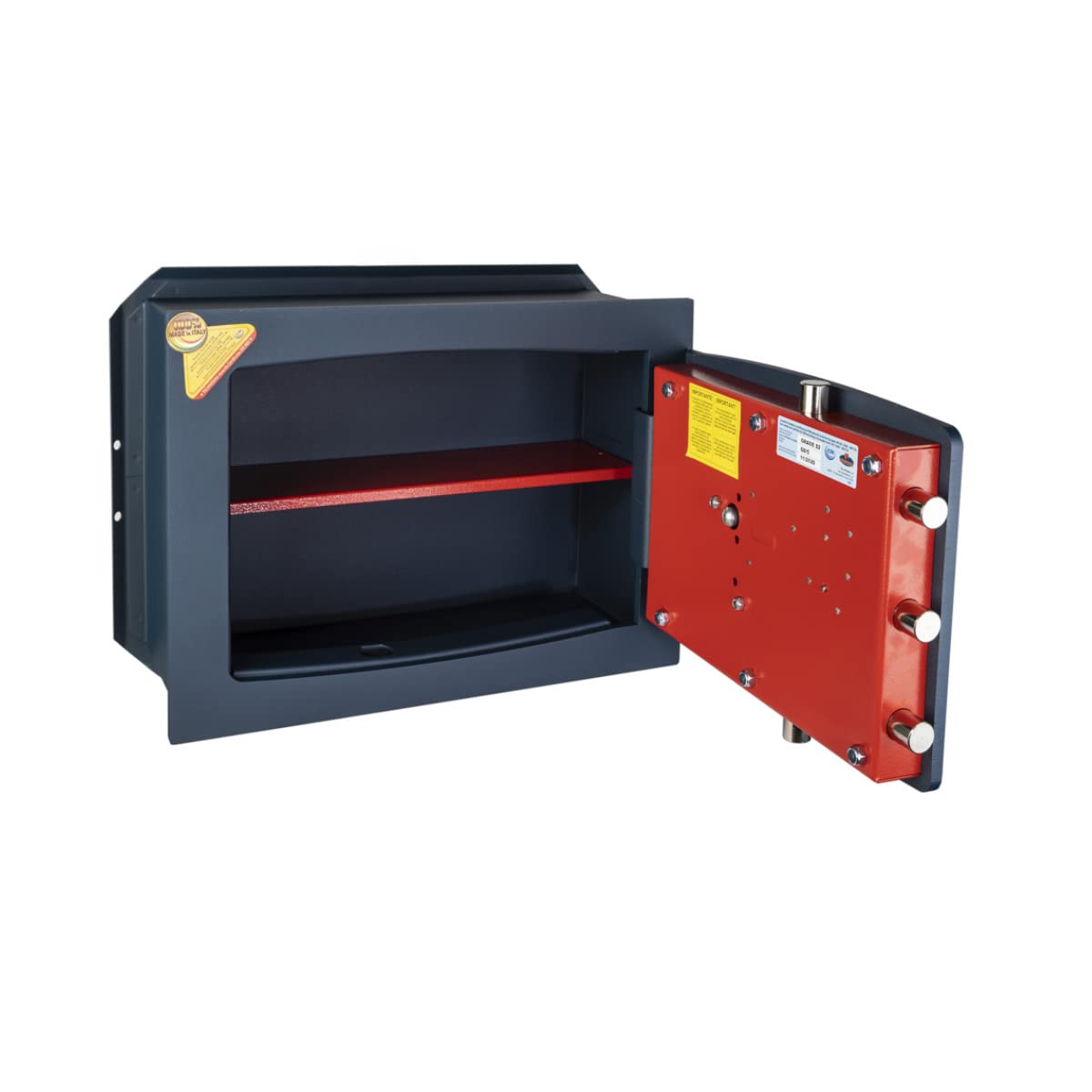 Technomax, Cassaforte a muro, Serie Gold Diplo modello GD/5, Apertura con Chiave a doppia mappa + Combinatore a 3 Volantini, Dimensioni mm. 340 (H) x 460 (L) x 200 (P)