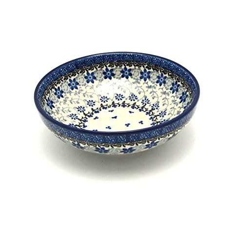 Handmade Polish Pottery Salad Bowl - Silver Lace Cover