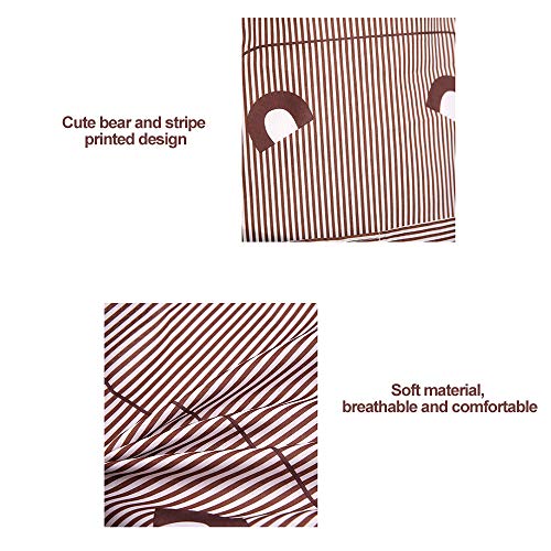 Cucudy Unisex avental com bolsos dos desenhos animados urso bonito tarja impresso cozinha cozinhar a