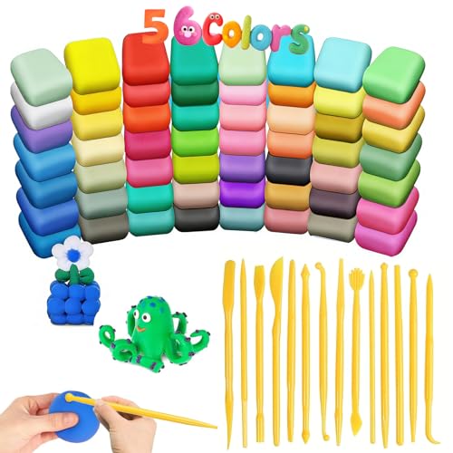 Arcilla de secado al aire de 56 colores con herramientas de escultura para manualidades creativas
