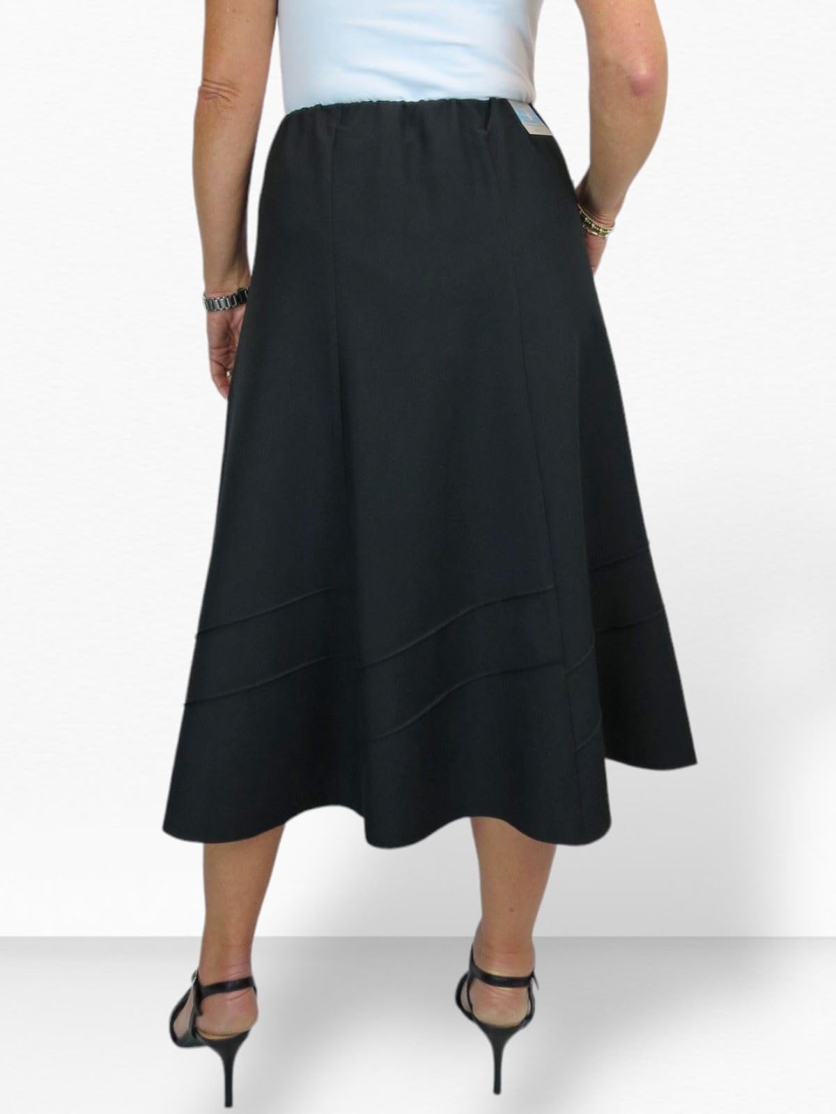 Paulo Due Elegante Falda Midi Maxi Acampanada Y Totalmente Forrada para Mujer Cintura Elástica 38-52