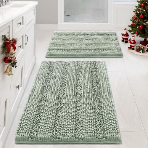 H.VERSAILTEX Sage Bathroom Rugs, Bath Mat Set of 2 Extra Thick...