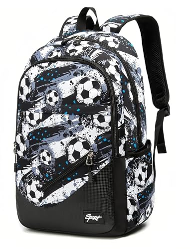 ETAISHOW Soccer-Print Boys Backpack for School Kids Bookbag for Elementary Football Bag for Teens