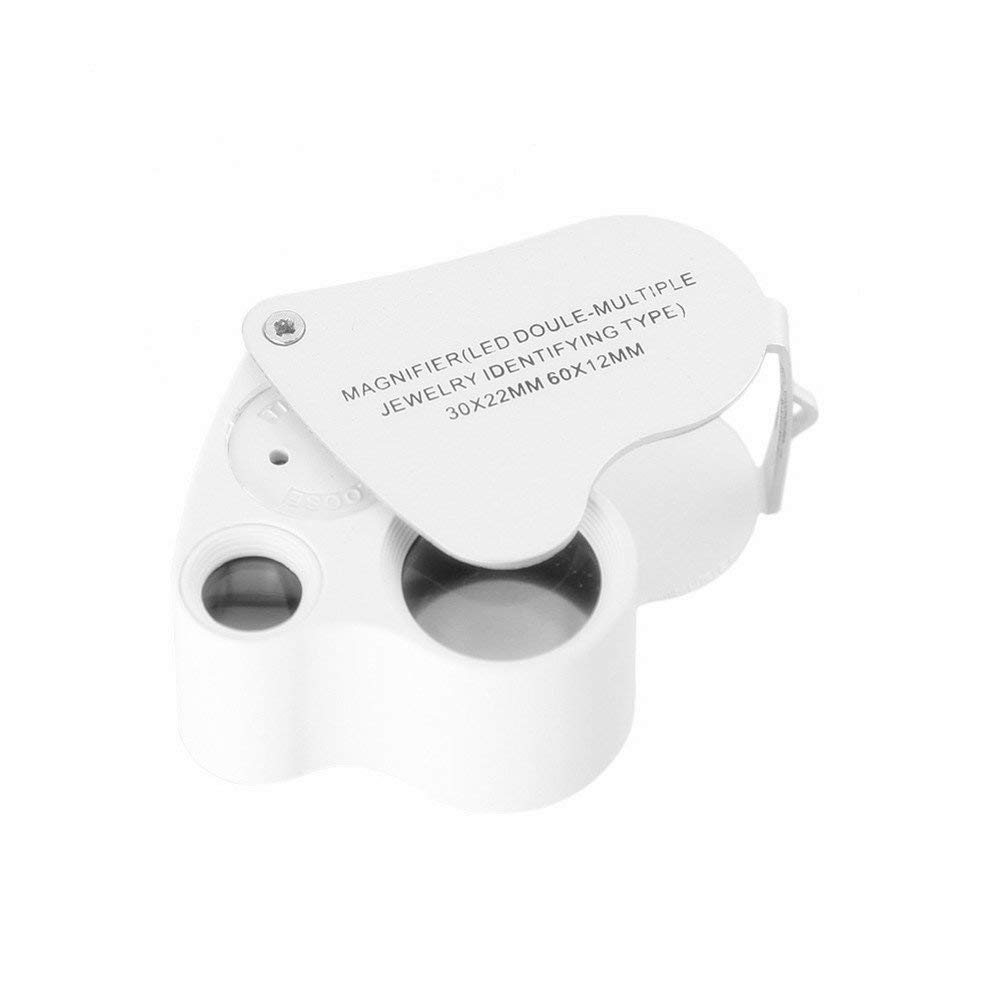 Lupa HD 30 Veces; 60 Veces; Lupa de joyero Lupa de joyería con iluminación LED Lupa Mini Lupa portátil de Mano Adecuada para Lectura, Joyas, Sellos Vision
