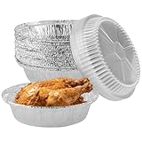 ZOENHOU 40 Stück Runde Aluschalen mit Deckel 18,5cm,650ml, Backofenfeste Aluminium Behälter für Backwaren, Mahlzeitenvorbereitung und Aufbewahrung, Durchmesser 18,5 cm