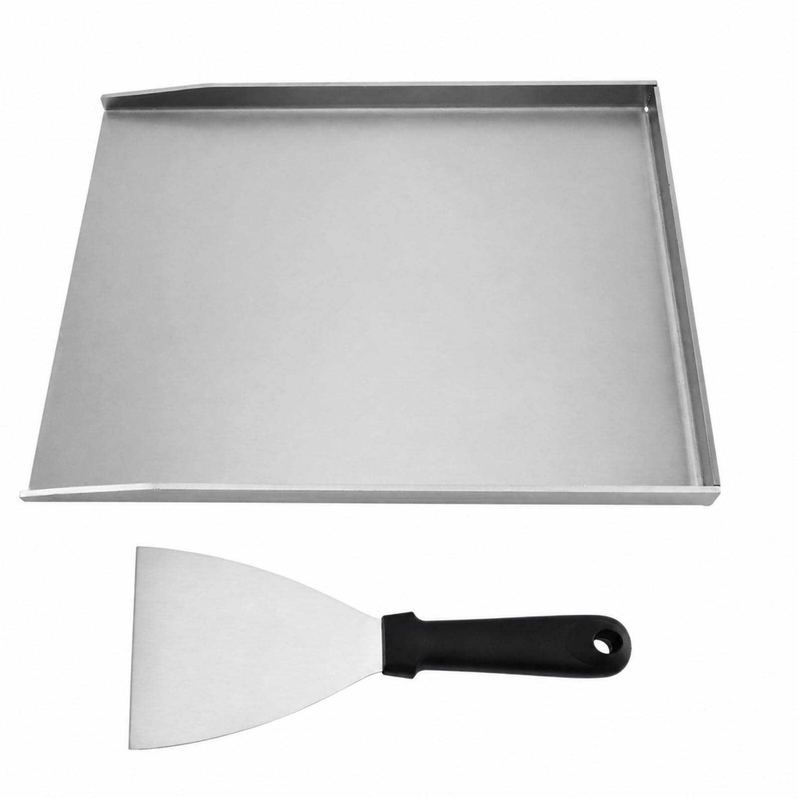 Piastra da Barbecue con Spatola in Acciaio Inox Robusto Pa Piatta Rettangolare con Bordi Rialzati Universale per Campeggio