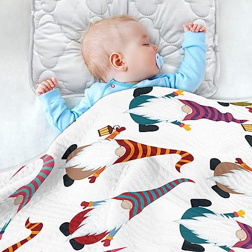 Image of Swaddle Blanket for Cute Cartoon Gnomes Baby Receiving Blanket Muslin Baby Swaddles Soft Cotton Breathable Nursery Blankets for Unisex Boys and Girls 30x40 Inch