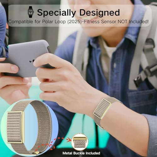 Small-Nylon Bands Compatible for Polar Loop (2025) / Visible Band 2.0 Straps, Hook & Loop Weave Breathable Replacement Sport Wristbands with Buckle, Fitness Bracelets, No Tracker image 5