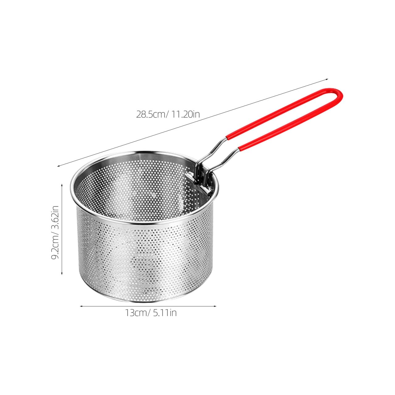 CALLARON Cesta redonda de acero inoxidable para freír, malla de alambre francés, canastas para freír alimentos, vajilla con asa para cocina, freír, pasta, espaguetis, 14 cm