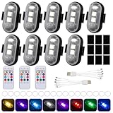 Kabellose Led Lichter, WDKXCN 9 Stück Fernbedienung Blitzlicht, 8 Farben Strobe Drone Light, Led Blitzlicht mit 3 Fernbedienung, Led Lichter Kabellos für Unterbodenbeleuchtung Scooter Drohne Motorrad