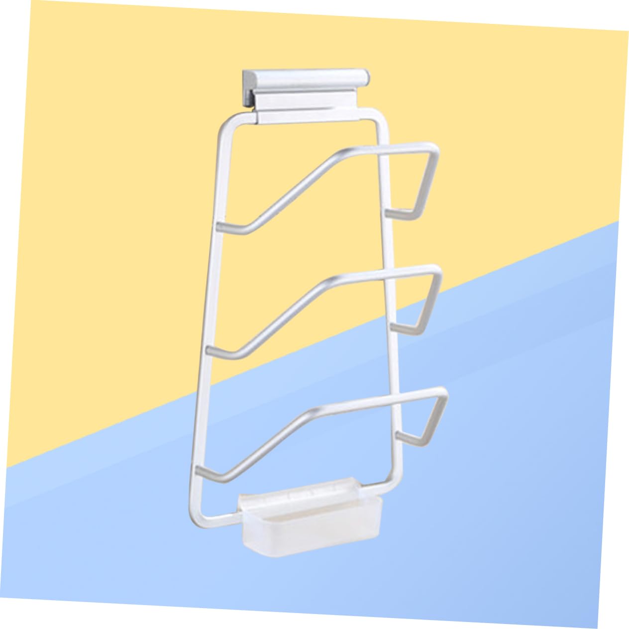 FUNOMOCYA Multifunctional Pot Lid Holder Rack with Water Tray Wall Mount Design for Space Saving Kitchen Storage Matte Finish Holds Pot Lids Includes Arc Groove for Stability