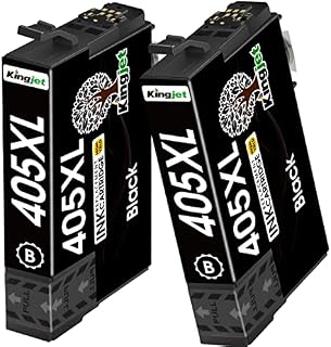 KINGJET 405XL Ink Cartridges Black Replacement for Epson 405 405XL Ink for Workforce Pro WF-4820DWF WF-4825DWF WF-4830DTWF WF-3820DWF WF-3825DWF WF-7830DTWF WF-7835DTWF WF-7840DTWF Printer, 2 Pack