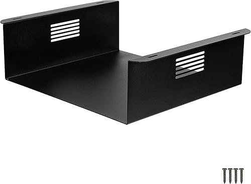 Ilyapa Estante para CPU debajo del escritorio, soporte negro para PC debajo del escritorio, soporte de acero para computadora debajo del escritorio,