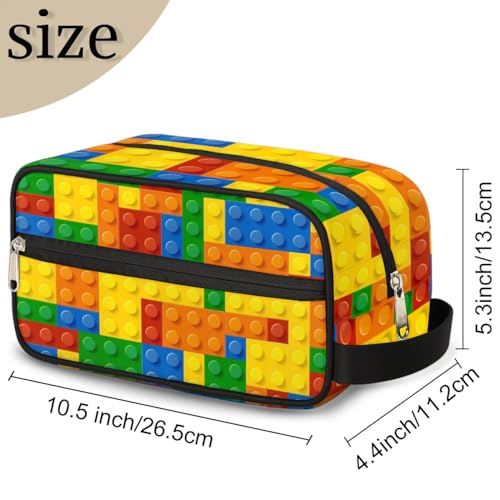 Colorful Building Blocks Travel Toiletry Bag for Kids, Waterproof Hanging Wash Bag Dopp Kit for Boys Shaving Bag for Toiletries Accessories2