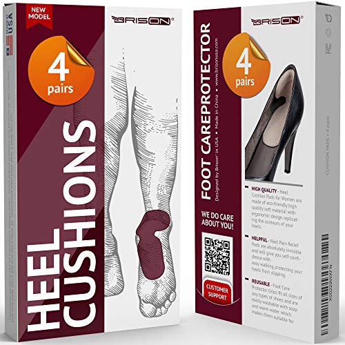Heel Cushion Pads for Women and Men - Comfortable Suede Reusable Soft Shoe Inserts Self-Adhesive Foot Care Protector Grips Liners - Heel Pain Relief Bunion Callus Blisters - 4 Pairs - Thumbnail 3
