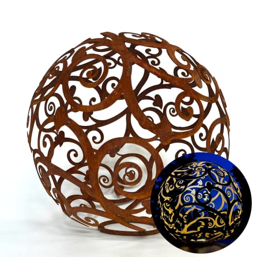 Terma Rost Kugel 40 cm Barock filigran Handmade Germany Gartenfigur groß Metallfigur edelrost Garten Deko Outdoor deko Metall Kugeln Vintage gartendeko rostoptik dekokugel gartenkugel