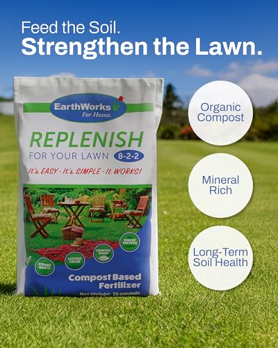 Fertilizante orgánico granular para césped EarthWorks 25 lb miniatura 2