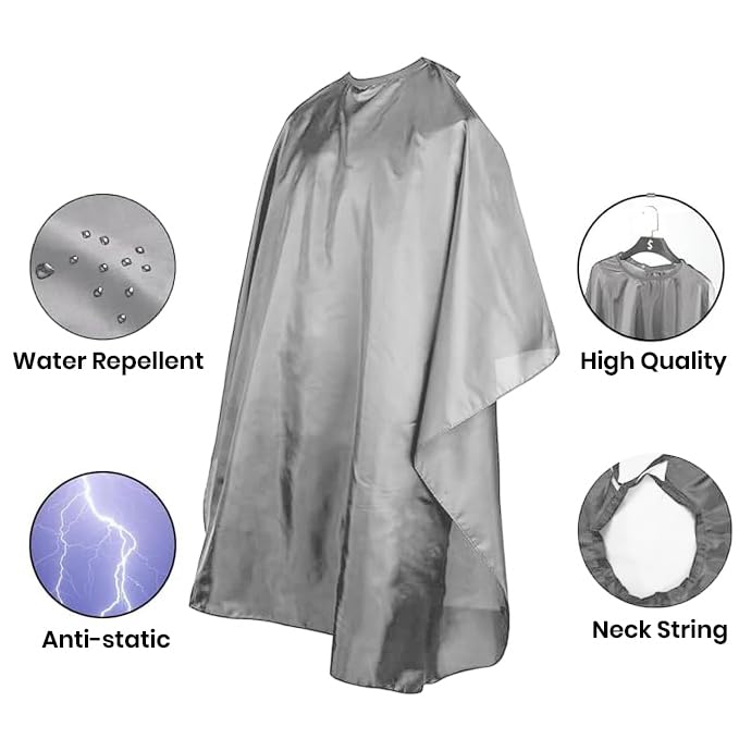 MAKSTILE Professional Hair Cutting Cape for Salons & Home Use | Waterproof & Adjustable Barber Cape | Hairdresser Cape for Styling, Cutting & Coloring | Size: 42x56 Inches | Pack of 1 (Grey) - Image 2 thumbnail