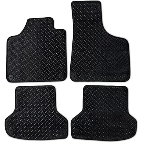 Safe Travel Audi A3 2003-2012 Heavy Duty Rubber Car Mats with Clips 3mm Thick Black with Black Trim 4 Piece Set Cover