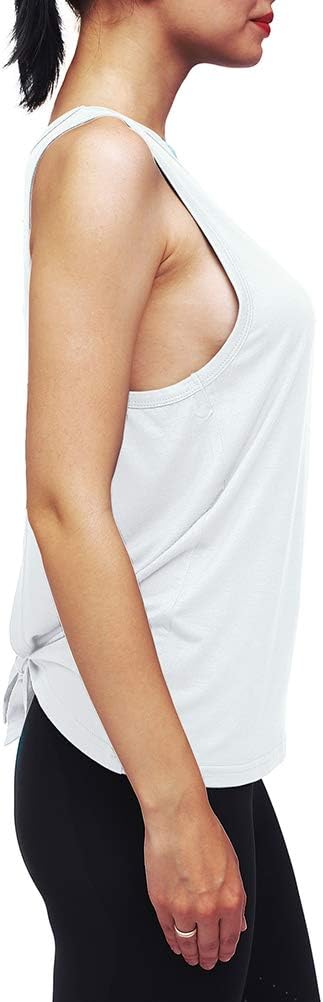 Womens Workout Yoga Tops Open Back Shirts Tie Back Tank Tops with Adjustable Fit - Image 4