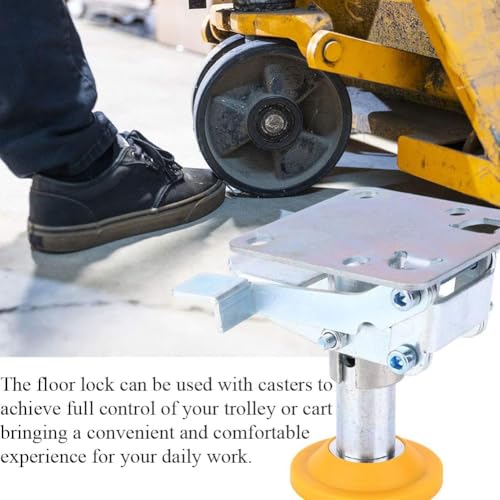 Image of Floor Lock, Adjustable Height Trolley Brake Floor Lock, Manganese Steel 100kg Bearing Trolley Cart Lock with TPU Pad for 4 in Casters(X-75-32-3) (2)