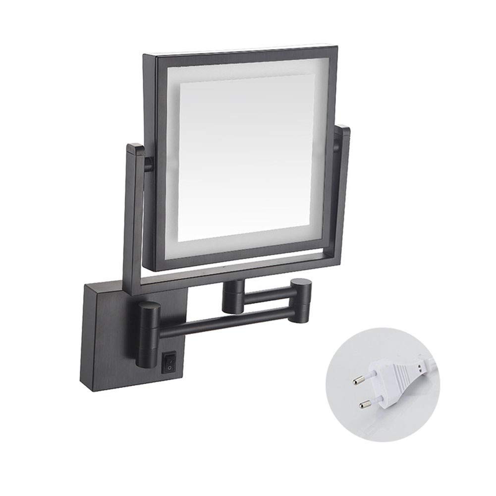 Miroir de maquillage éclairé LED grossissant 3X et double face extensible pour salle de bain