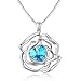 Menton Ezil "Rose Lover Swarovski Necklace 18K White Gold Flower Pendant Fashion Jewlery - Gift of Love