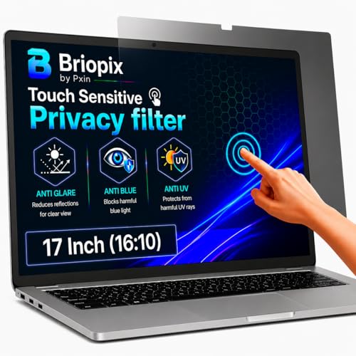 Image of Briopix Aura 17.1 Inch (16:10) | Touch Sensitive Privacy Screen | Anti Blue | Anti Glare | UV Block & BLUVLIGHT Block Layer | Privacy Filter compatible with HP /Dell /Lenovo /Asus /Acer
