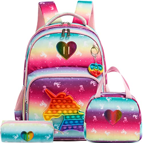 Mochila infantil para meninas, ensino fundamental, pré-escolar, lancheira para escola
