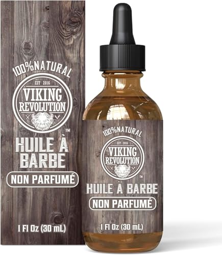 Viking Revolution Huile à Barbe Démêlante - Huiles d'Argan & Jojoba Naturelles Non Parfumées - Adoucit, Lisse & Renforce la Croissance de la Barbe - Traitement d'Entretien Barbe & Moustache - 1 pc