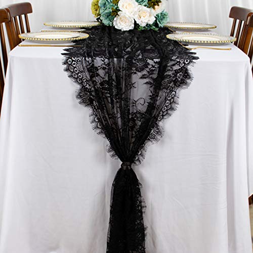ShinyBeauty Lace Table Runner Black 30x120 Inch...