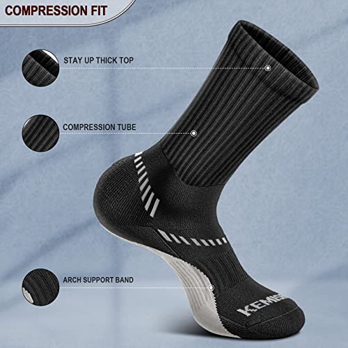 Kemisant Mens Socks 6 Pairs, Sports Running Athletic Socks Compression For Men With Full Cushioned Sole #TOP2