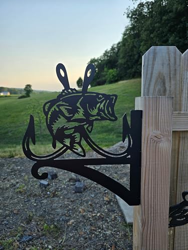 Fish Metal Plant Hanger Bracket, Coastal Hanging Hook for Bird Feeder, Flower Basket, Powder-Coated Outdoor Patio & Lake House Decoration, Housewarming Gifts