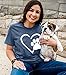 Paw Love Shirt Dog Lover Shirts for Women Paw Print Heart Tee Shirt Cute Dog Mom Short Sleeve Tee Tops Grey