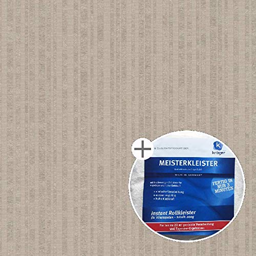 marburg Tapete grau beige gestreift Vliestapete Designertapete Set mit 6x 55922 Dieter Langer + 2x Tapetenkleister Made in Germany Premium Qualität 10,05 m x 0,70 m