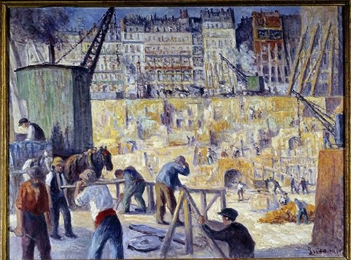 Affiche Un Chantier à Paris par Maximilien Luce, Peinture sur Toile Impression Impressionniste 60x90cm