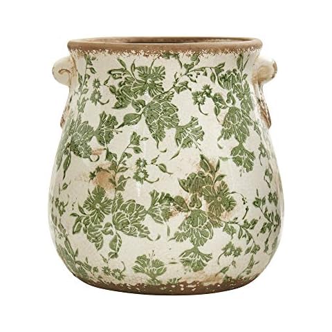 Tuscan Ceramic Green Scroll Planter by Nearly Natural Cover
