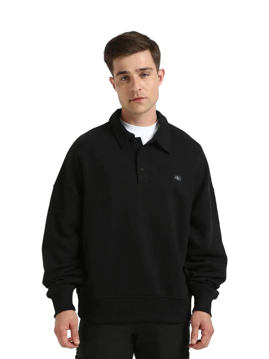 calvin klein jeans Solid Relaxed Fit Cotton Sweatshirt-picture-16