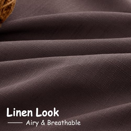 Image of Nanspring Linen Curtains, Coffee Brown, 84 Inch Long