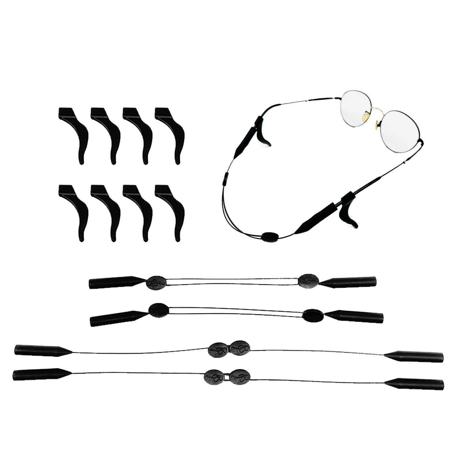 EUPSIIU 4 correas ajustables para gafas con 8 ganchos antideslizantes para las orejas, cordones de retención de gafas