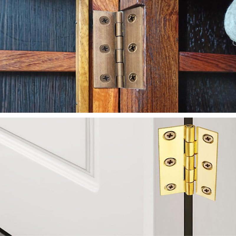 6Pcs Door Hinges,Heavy Duty Brass Folding Hinges for Gate,Window,Drawer 2.5inch Antique Brass - Image 4