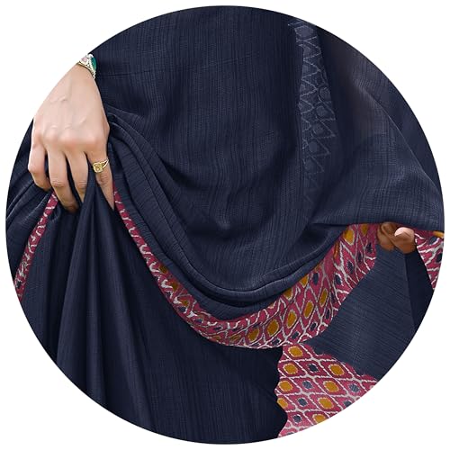 Image of MIRCHI FASHION Saree for Woman Chiffon Georgette Polka Dot Border | Plain Lightweight Women's Sari with Printed Pallu and Blouse Piece