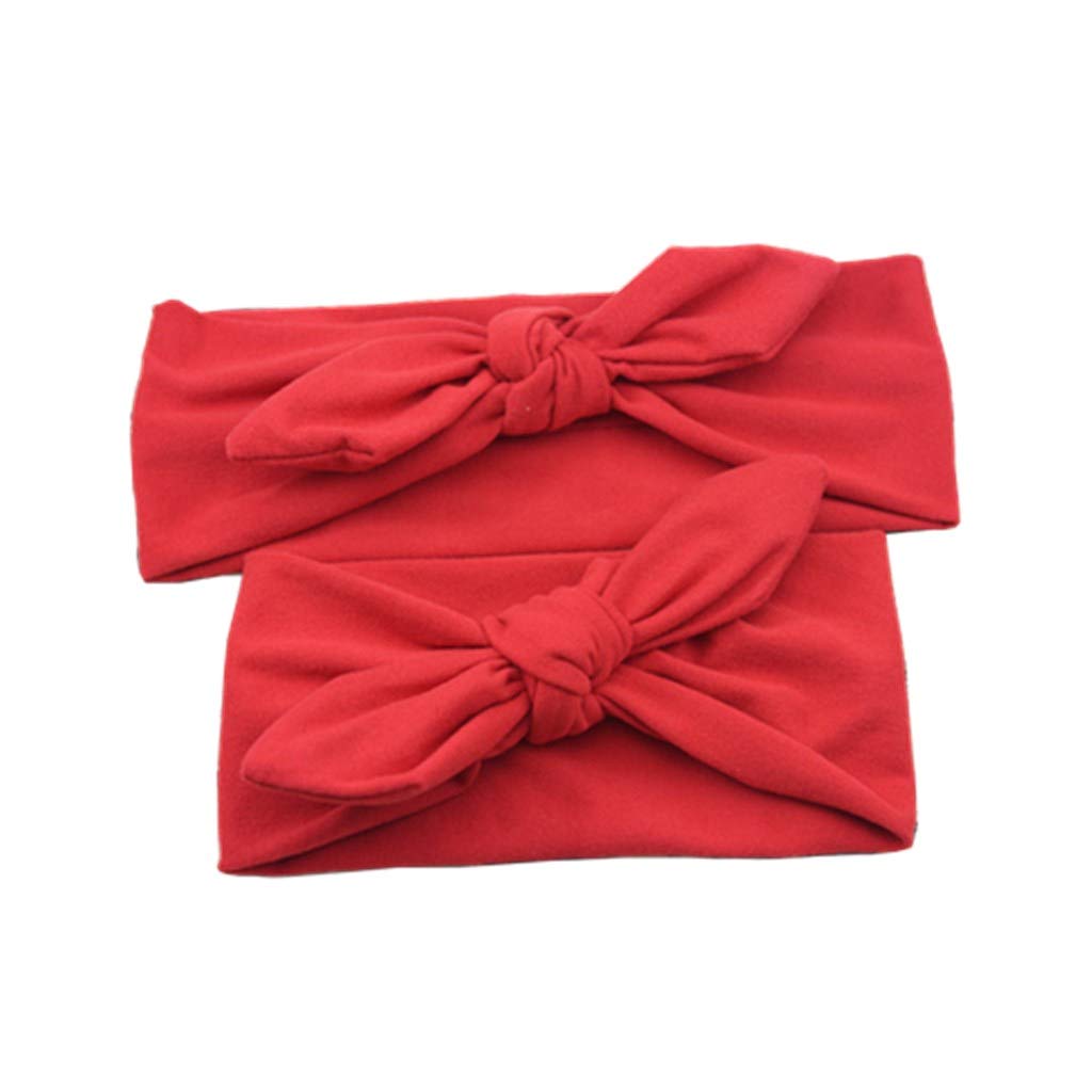 Mommy and Me Headbands Set Red Black White Solid Fall Winter Women Baby Girls Mom and Baby Matching Headbands Mom n Me (Red set)