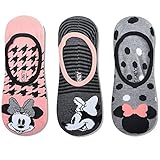 Disney Minnie Mouse Socks Classic Minnie 3 Pair No Show Liner Socks Size 9-11 Low Cut (Pink/grey)